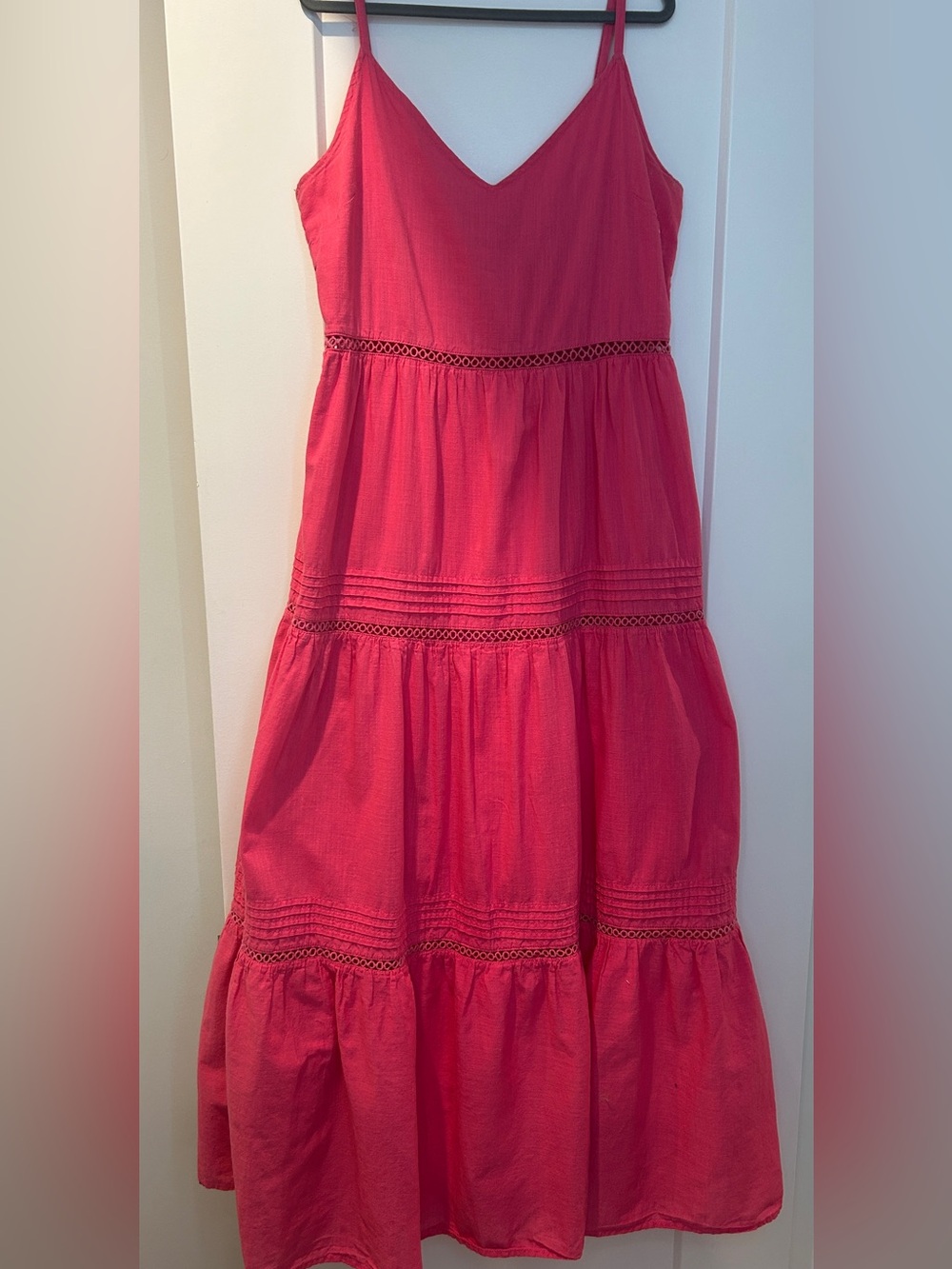 H&M Bright Pink Sleeveless Tiered Maxi Dress
